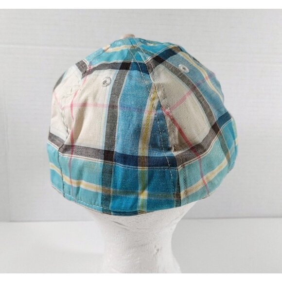 New Era Oakley 7 1/4  Fitted Hat Ball Cap Blue White Plaid - Picture 4 of 5